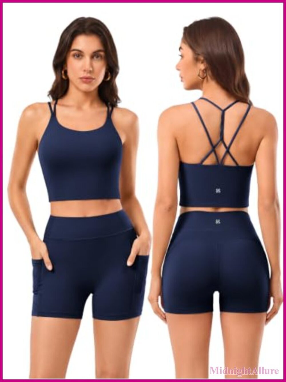 High-Waisted Biker Shorts & Cross Back Tank Top Yoga Set